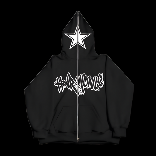 Harmonic Full Zip Hoodie- black